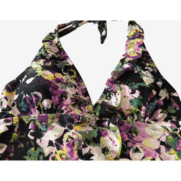 Love your Assets SARAH Blakely Halter Tie Tankini Swim Top Size Small Floral - Picture 9 of 13